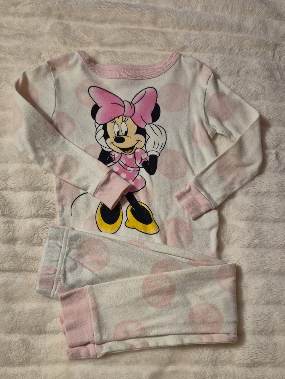 Disney Minnie Mouse Pink and Yellow Polka Dot Pajama Set